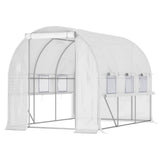 easycomfort serra per orto 3x2x2m in acciaio e copertura pe porte con zip e finestre a rete bianca