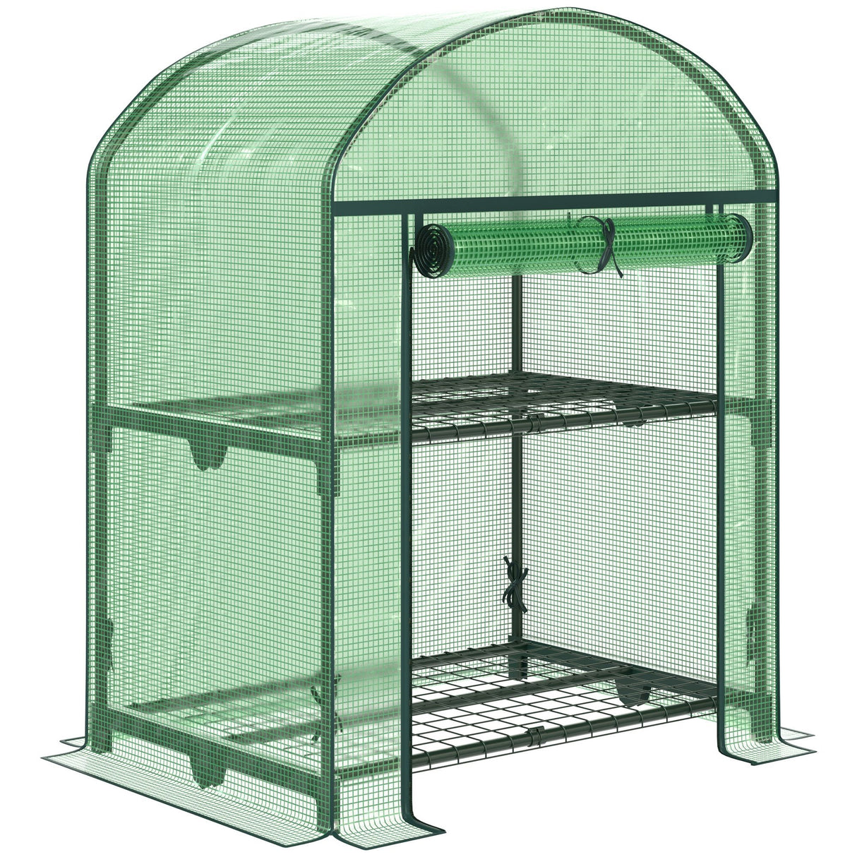 easycomfort mini serra da giardino con 2 ripiani in metallo e copertura in pe 69x49x92cm verde