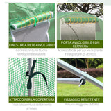 easycomfort serra a tunnel da esterno con copertura in pe porta con cerniera e 6 finestre verde