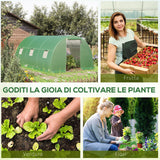 easycomfort serra a tunnel da esterno con copertura in pe porta con cerniera e 6 finestre verde