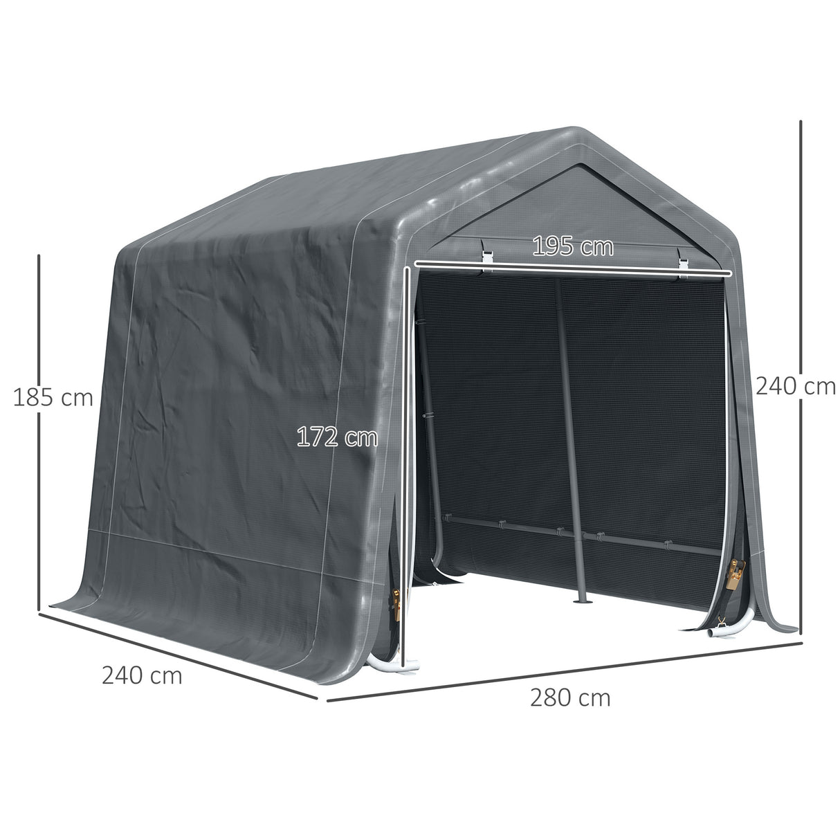 easycomfort easycomfort tendone garage per auto moto e attrezzi in metallo e tessuto pe 280x240x240cm grigio