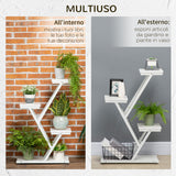 easycomfort scaletta portavasi a 4 livelli per interni ed esterni in mdf e acciaio 50.5x24x81 cm bianco