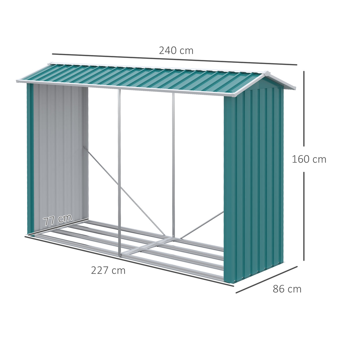 easycomfort easycomfort legnaia con struttura in acciaio galvanizzato e base rialzata 240x 86x160cm verde