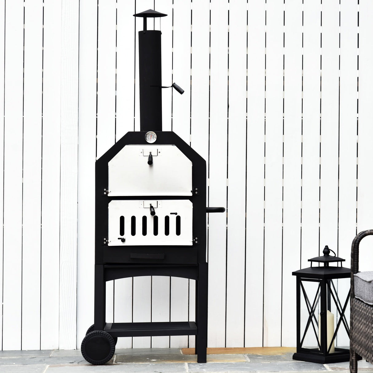 easycomfort easycomfort forno per pizza barbecue a carbonella in acciaio inox 50x36x160cm