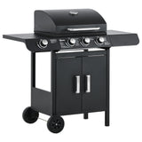 easycomfort barbecue a gas con coperchio 4 bruciatori da 11.6kw fornello mensola e 2 ruote 110x50x100cm nero