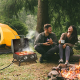 easycomfort barbecue a gas pieghevole con coperchio termometro e 2 bruciatori in acciaio 55x46.5x41cm nero
