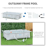 easycomfort piscina fuoriterra autoportante piscina rigida rettangolare con filtro e valvola in acciaio e pvc grigio 252x152x65cm
