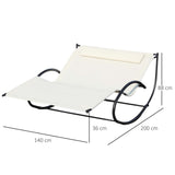easycomfort lettino prendisole 2 posti sdraio da giardino a dondolo in metallo e textilene bianco crema