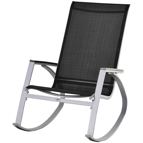 easycomfort sedia a dondolo da giardino impermeabile e antiruggine nera