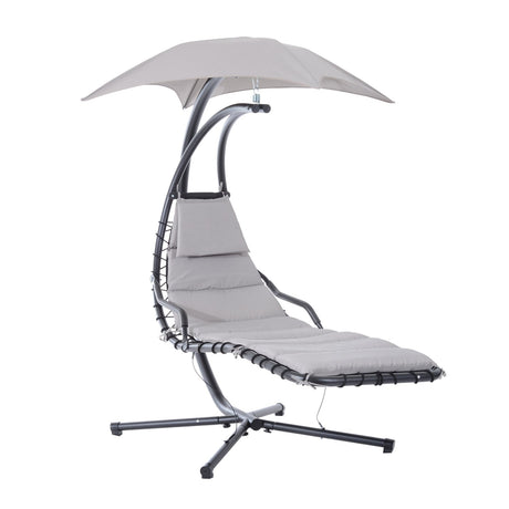 easycomfort easycomfort sdraio da giardino a dondolo relax chaise longue di lusso con tettuccio grigio