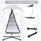 easycomfort easycomfort sdraio da giardino a dondolo relax chaise longue di lusso con tettuccio grigio