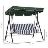 easycomfort easycomfort dondolo da giardino 3 posti con tetto e struttura in acciaio a righe verde e bianco