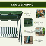 easycomfort easycomfort dondolo da giardino 3 posti in acciaio e teslin con tetto parasole 172x110x153 cm bianco e verde