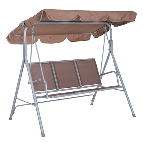 easycomfort easycomfort dondolo da giardino a 3 posti struttura in metallo marrone 170 x 112 x 153 cm