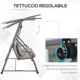 easycomfort dondolo da giardino 3 posti con tettuccio in acciaio e poliestere beige