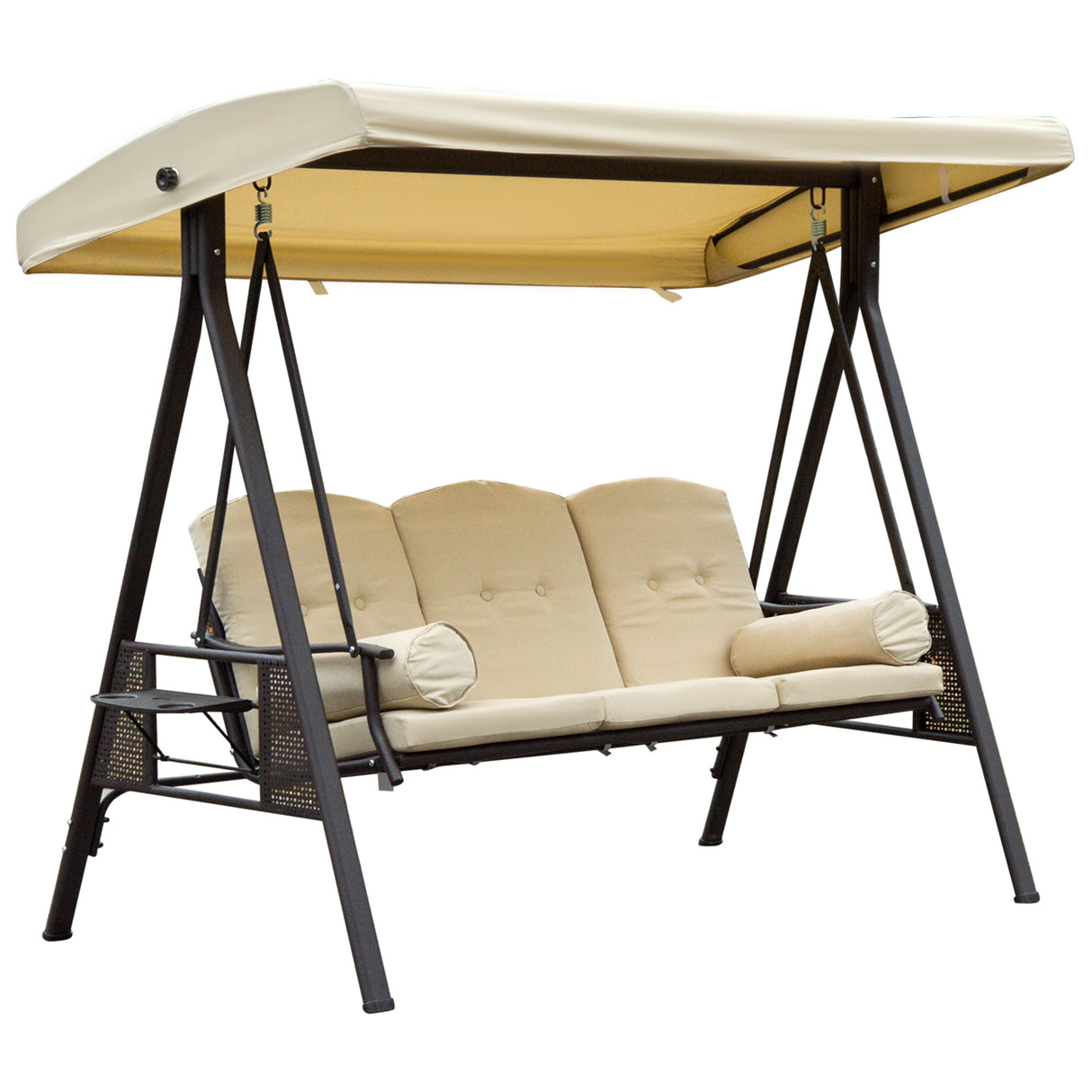 easycomfort dondolo da giardino 3 posti con tetto inclinabile e cuscini imbottiti