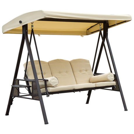 easycomfort dondolo da giardino 3 posti con tetto inclinabile e cuscini imbottiti