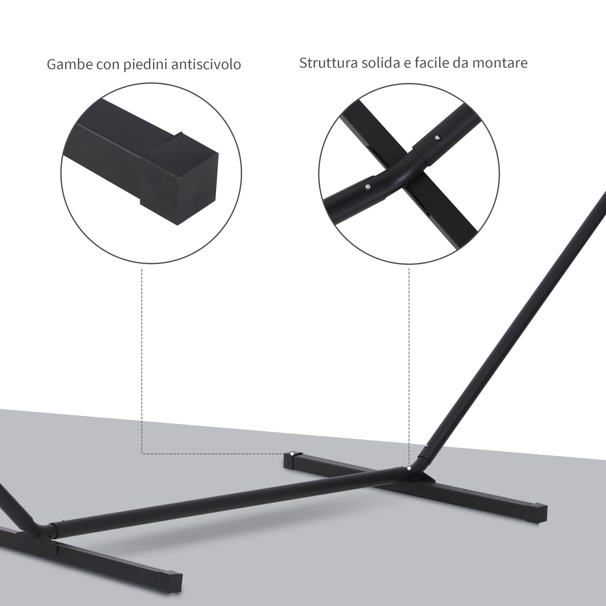 easycomfort easycomfort struttura portante per amaca supporto max. 150 kg in metallo nero 360x92x115cm