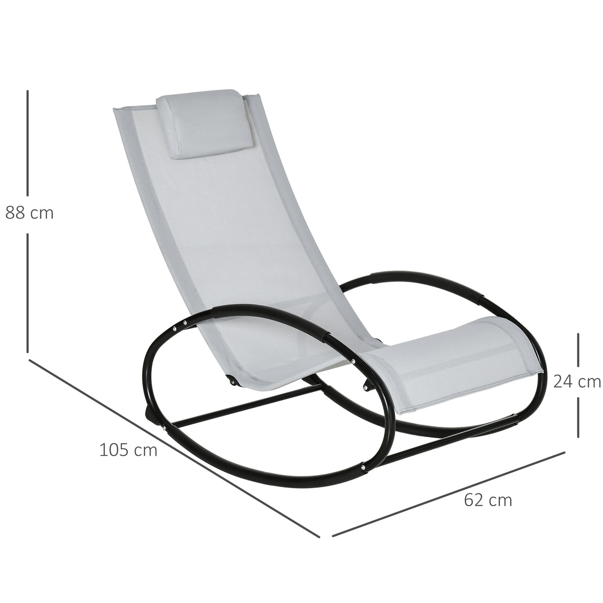 easycomfort sdraio da giardino zero gravity sedia a dondolo con cuscino e tessuto traspirante 105x62x88cm grigia