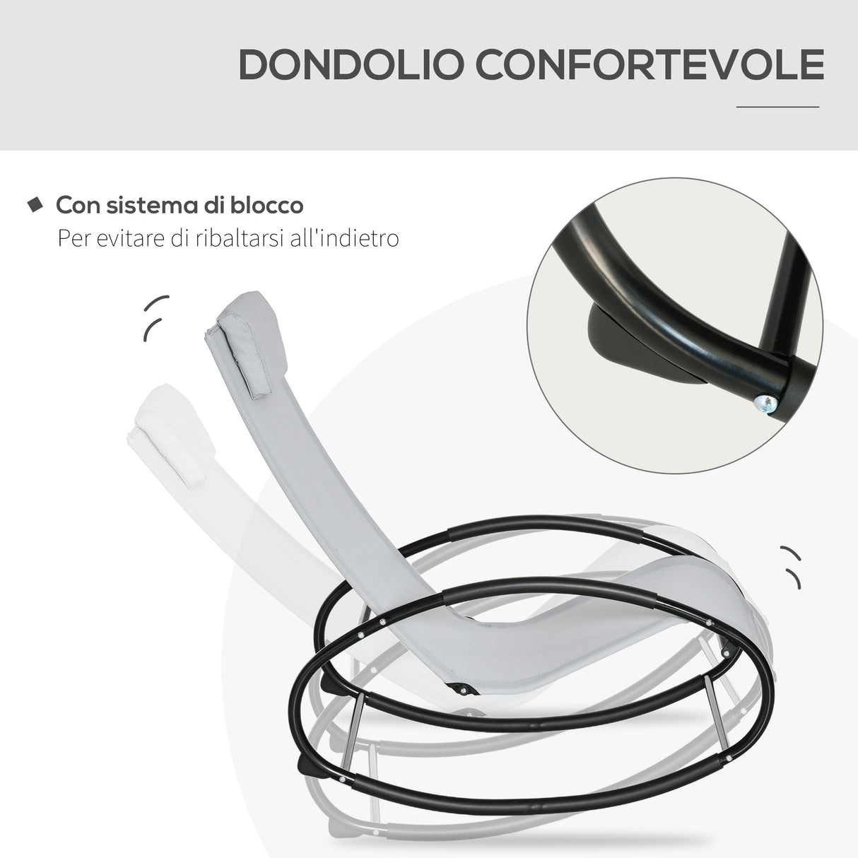 easycomfort sdraio da giardino zero gravity sedia a dondolo con cuscino e tessuto traspirante 105x62x88cm grigia