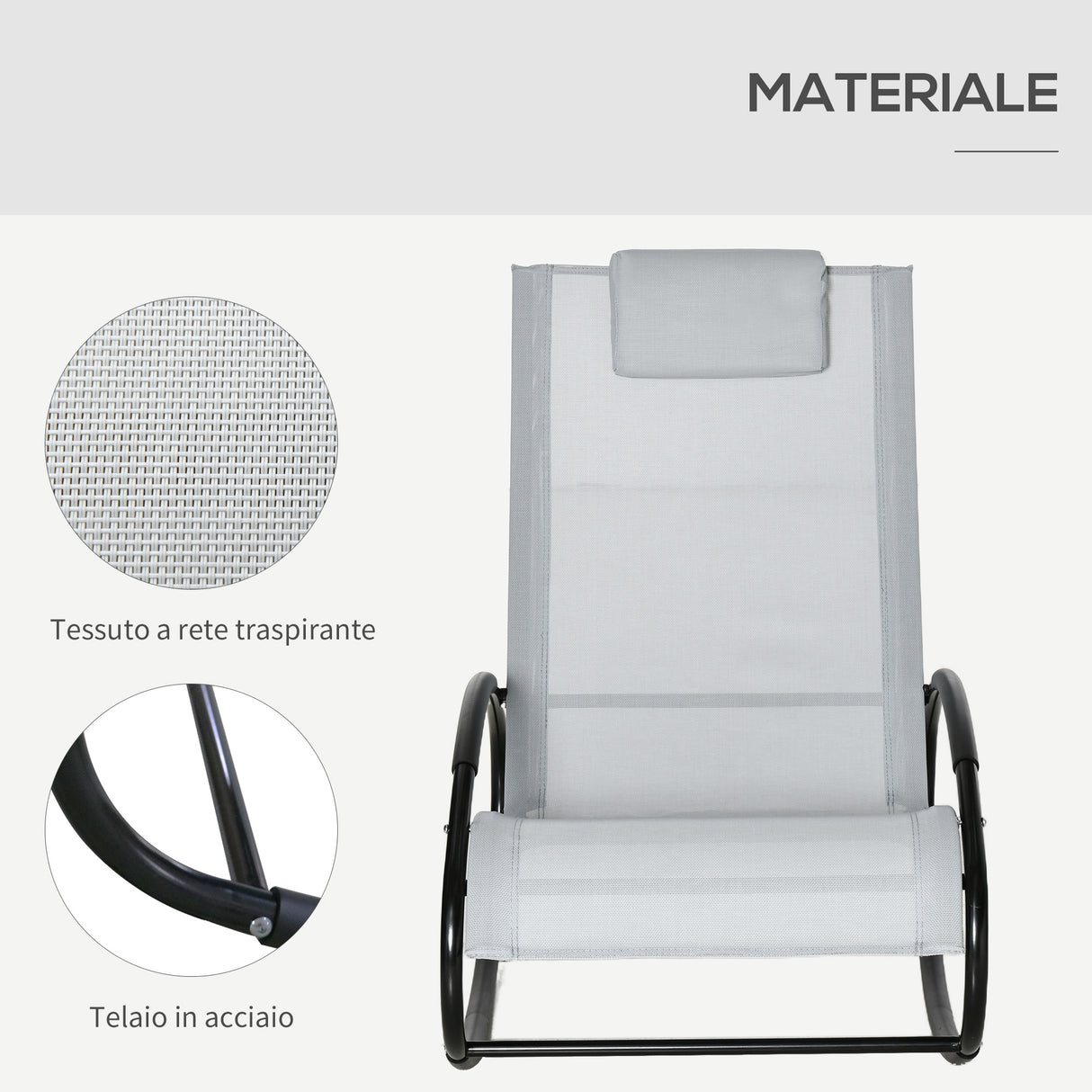 easycomfort sdraio da giardino zero gravity sedia a dondolo con cuscino e tessuto traspirante 105x62x88cm grigia
