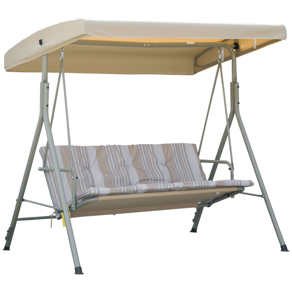 easycomfort easycomfort dondolo da giardino 3 posti in acciaio con tetto regolabile cuscini e braccioli 172x110x156cm