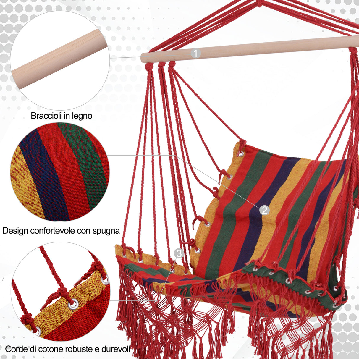 easycomfort easycomfort amaca sedia sospesa in poliestere colorata 100x60x100cm