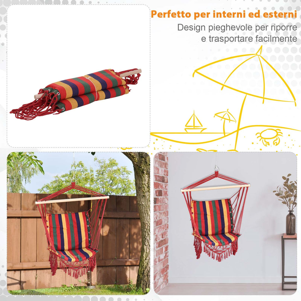 easycomfort easycomfort amaca sedia sospesa in poliestere colorata 100x60x100cm