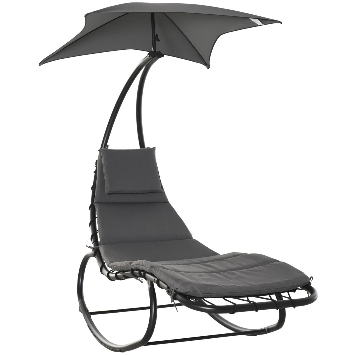 easycomfort easycomfort lettino a dondolo da giardino sdraio prendisole per esterno grigia