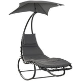 easycomfort easycomfort lettino a dondolo da giardino sdraio prendisole per esterno grigia