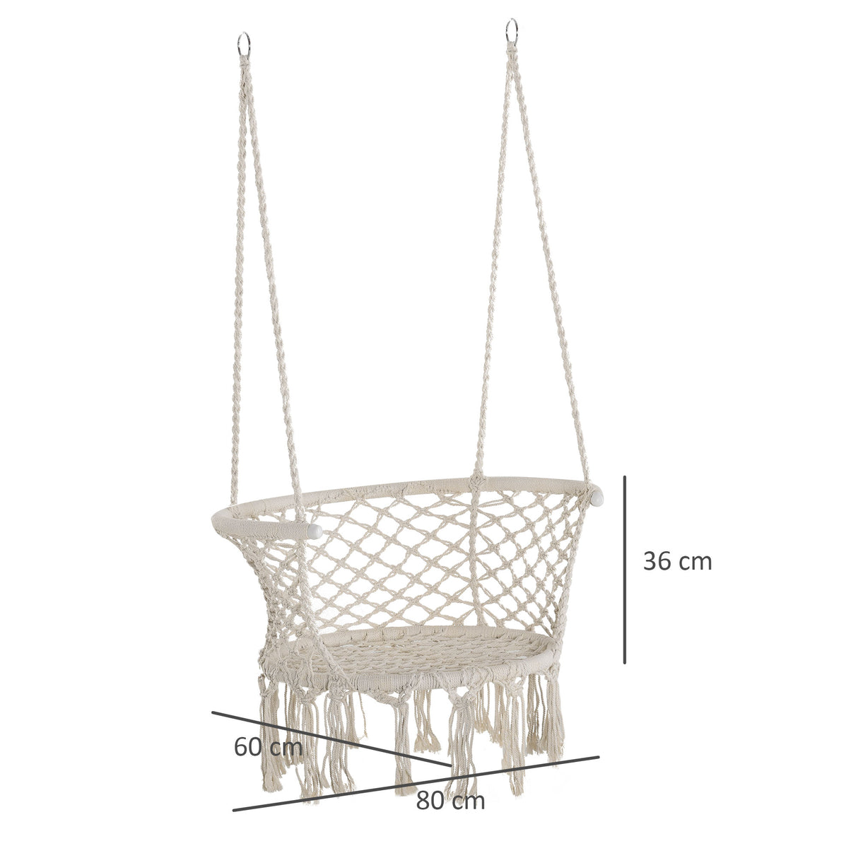 easycomfort sedia sospesa in poliestere e macrame per interni ed esterni crema