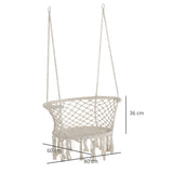 easycomfort sedia sospesa in poliestere e macrame per interni ed esterni crema