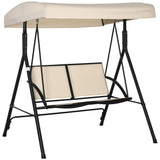 easycomfort dondolo a 2 posti da giardino con tettuccio regolabile 140x118x162cm beige