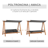 easycomfort easycomfort dondolo da giardino 3 posti convertibile in letto matrimoniale 225 5x113x180cm