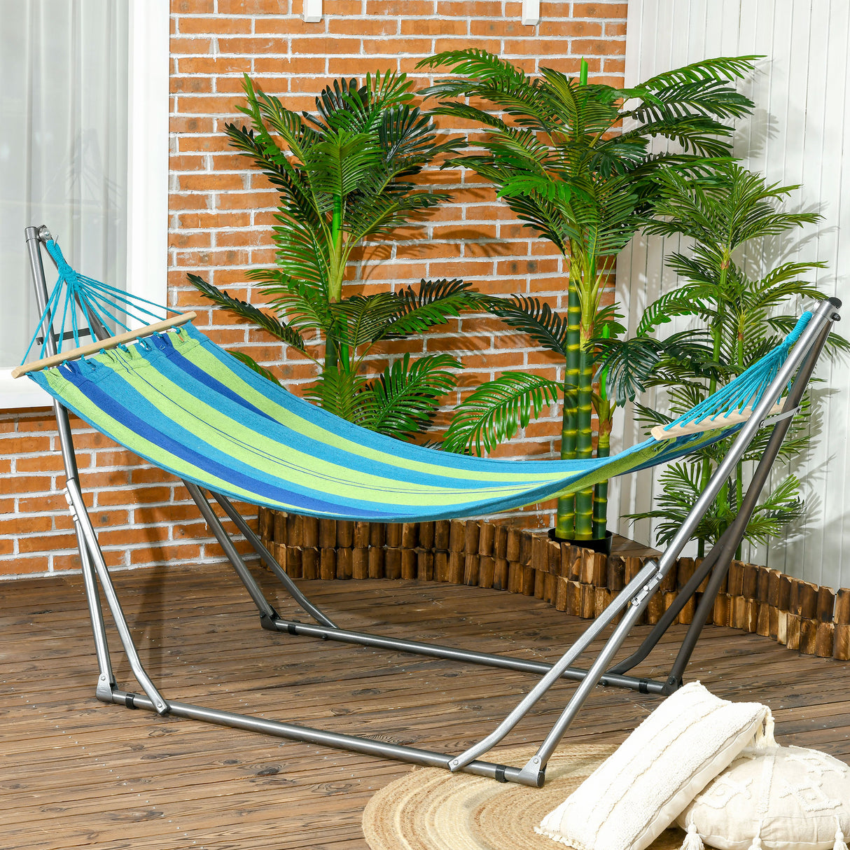 easycomfort easycomfort supporto con amaca autoportante pieghevole in cotone e acciaio 270x100x94cm