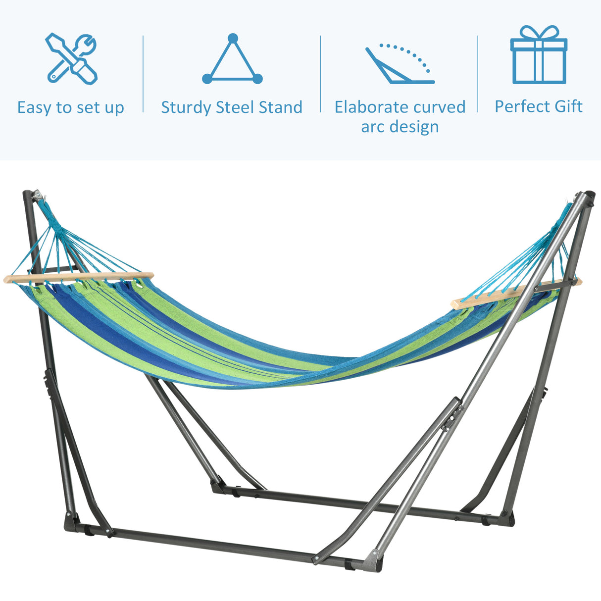 easycomfort easycomfort supporto con amaca autoportante pieghevole in cotone e acciaio 270x100x94cm