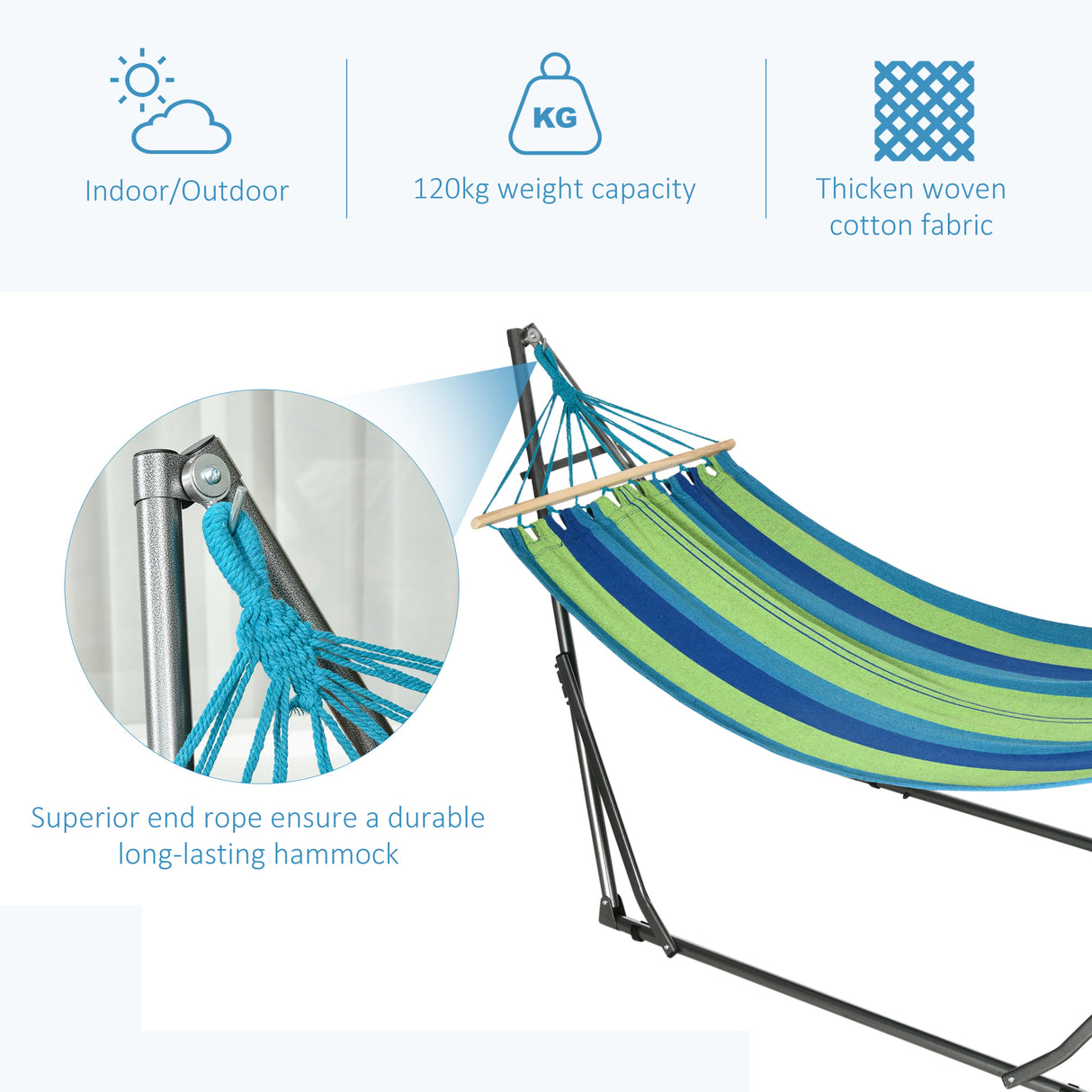 easycomfort easycomfort supporto con amaca autoportante pieghevole in cotone e acciaio 270x100x94cm