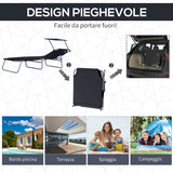 easycomfort easycomfort sdraio prendisole con tettuccio pieghvole schienale reclinabile nero
