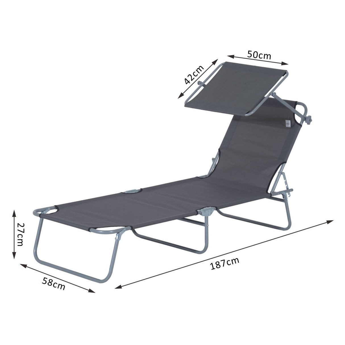 easycomfort easycomfort sdraio prendisole con tettuccio pieghvole schienale reclinabile grigio