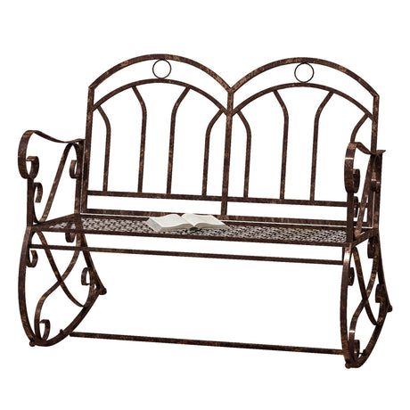 easycomfort easycomfort panchina a dondolo da giardino in metallo a 2 posti con braccioli 104x75x95.5cm colore bronzo