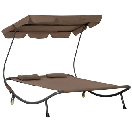 easycomfort easycomfort lettino matrimoniale 2 posti parasole regolabile da esterno e giardino 200x175 x134cm marrone