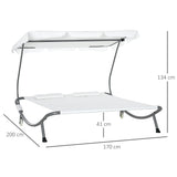 easycomfort easycomfort lettino sdraio prendisole matrimoniale con tettuccio regolabile crema
