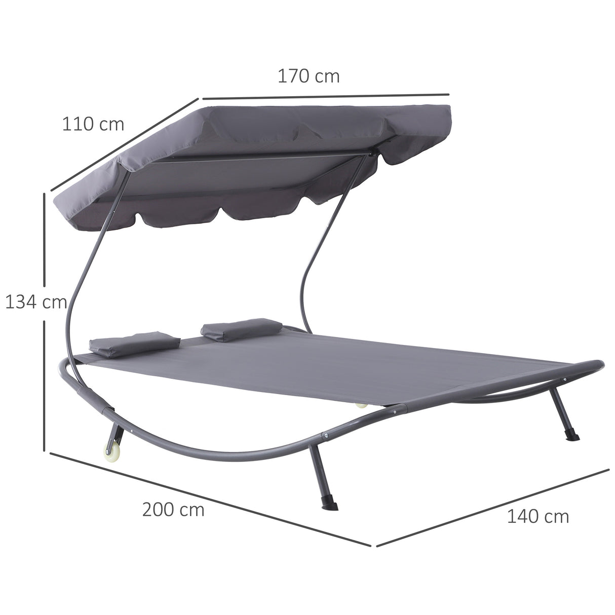 easycomfort easycomfort lettino sdraio prendisole matrimoniale con tettuccio regolabile grigio