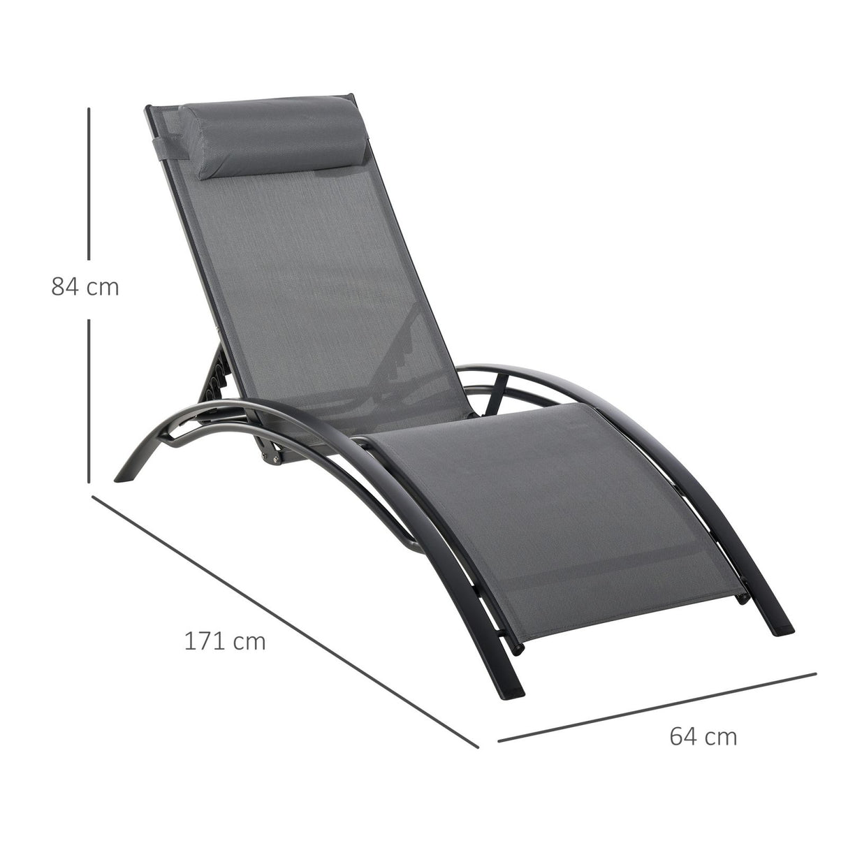 easycomfort easycomfort sdraio da giardino reclinabile su 5 livelli con cuscino rimovibile in alluminio e textilene grigio