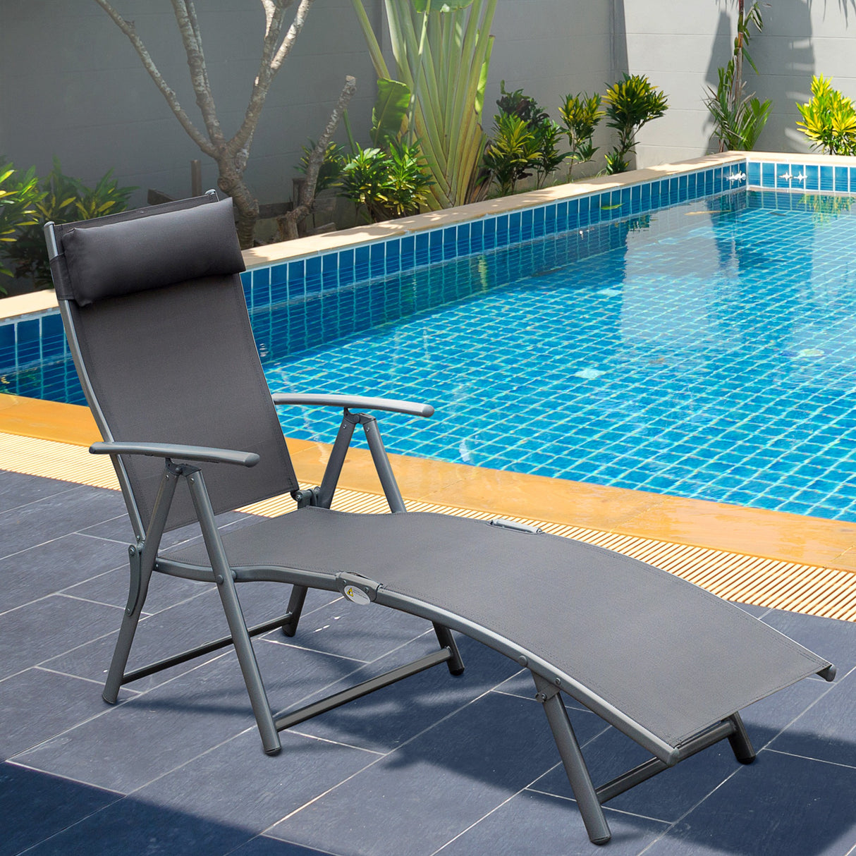 easycomfort easycomfort sdraio prendisole relax reclinabile pieghevole con cuscino giardino grigio