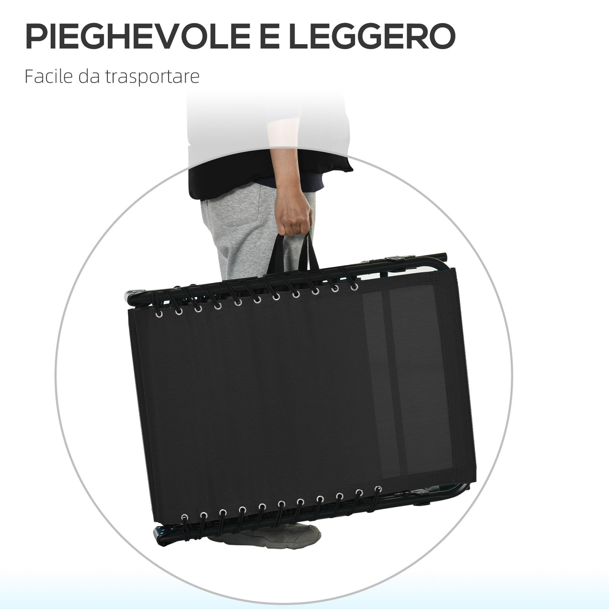 easycomfort easycomfort lettino prendisole in acciaio e tessuto traspirante con schienale reclinabile 197x58x26 cm nero