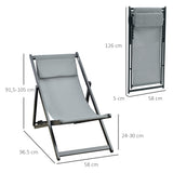 easycomfort easycomfort set 2 sedie poltrona sdraio da esterni pieghevoli e reclinabili in alluminio grigio 96 5 x 58 x 91 5cm