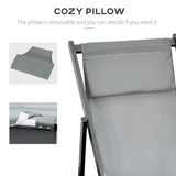 easycomfort easycomfort set 2 sedie poltrona sdraio da esterni pieghevoli e reclinabili in alluminio grigio 96 5 x 58 x 91 5cm
