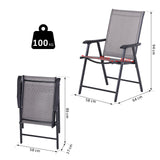 easycomfort easycomfort set di 4 sedie pieghevoli da esterni in acciaio e textilene grigio e nero