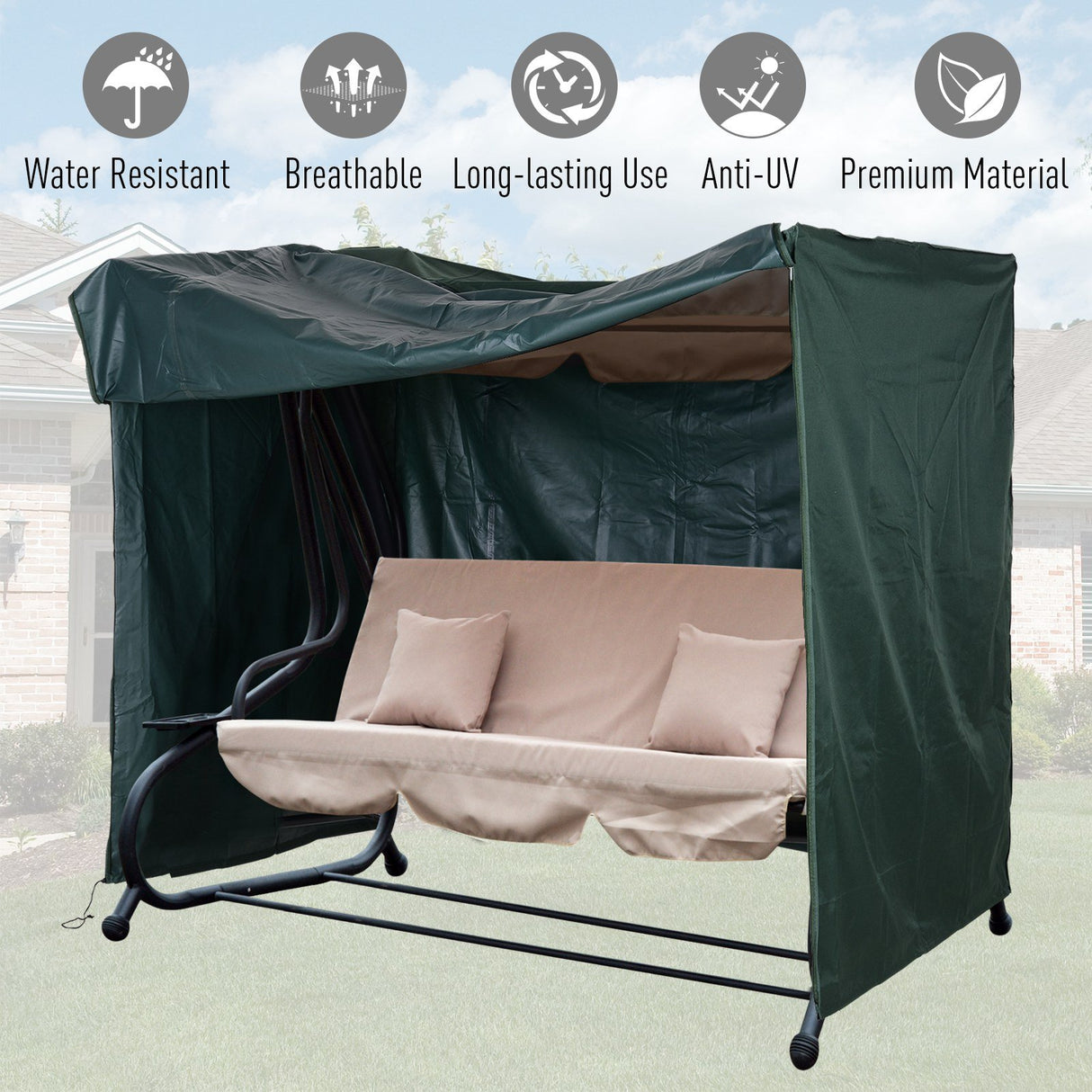 easycomfort easycomfort telo di copertura per dondolo in tessuto oxford impermeabile 205x124x164cm